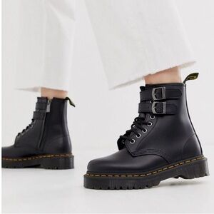 Dr Martens Alternative 1460 Double Buckle in Black, size 8